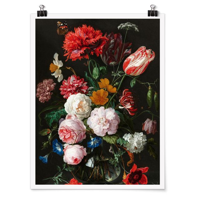 Billeder blomster Jan Davidsz De Heem - Still Life With Flowers In A Glass Vase