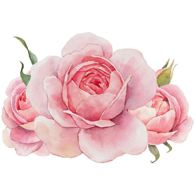 Wallstickers Planter Watercolour Pink Rose XXL