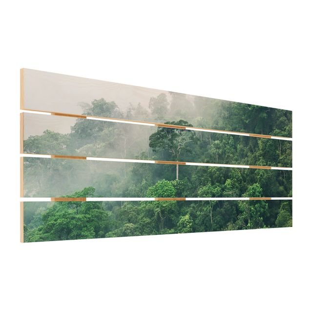Prints på træ Jungle In The Fog