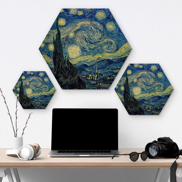 Sekskantede billeder Vincent Van Gogh - The Starry Night