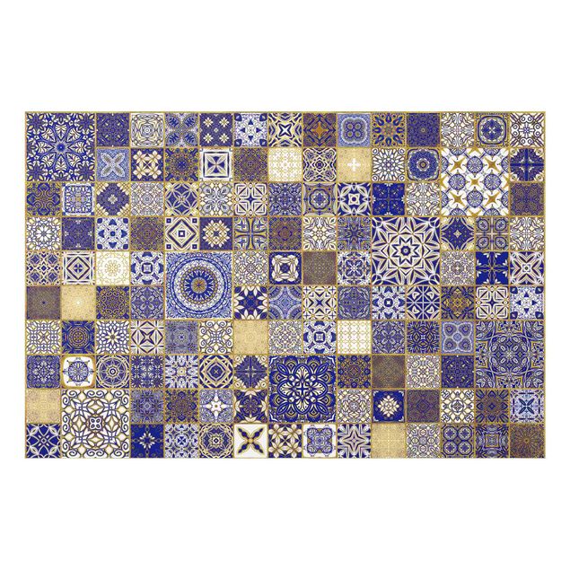 Billeder Andrea Haase Oriental Tiles Blue With Golden Shimmer