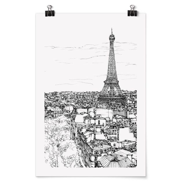 Plakater sort og hvid City Study - Paris