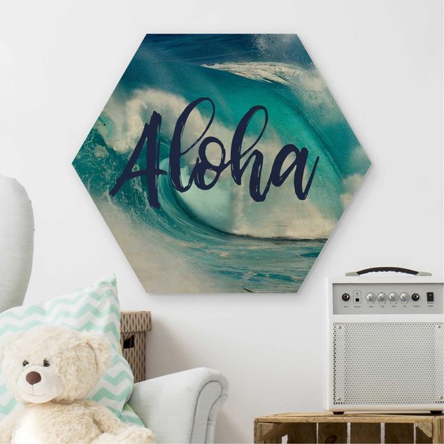 Prints på træ ordsprog Aloha