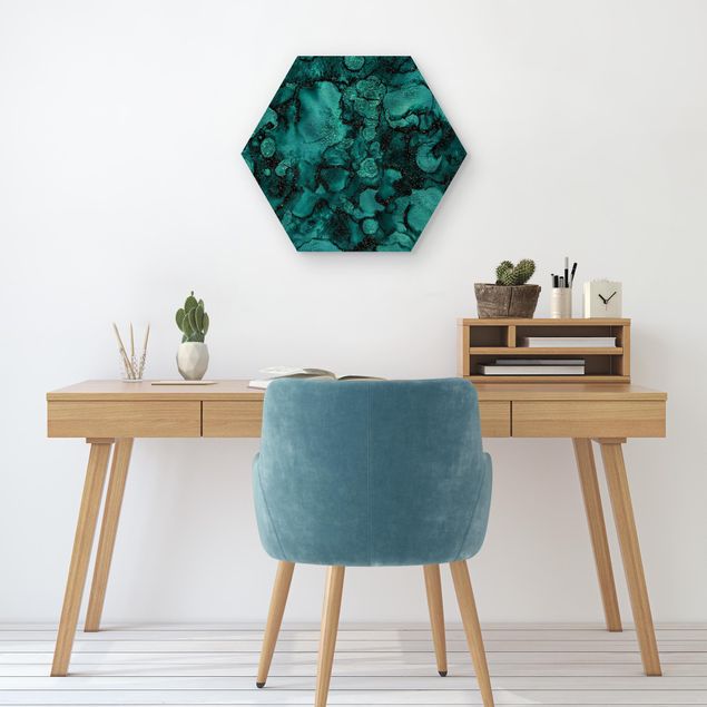 Billeder abstrakt Turquoise Drop With Glitter