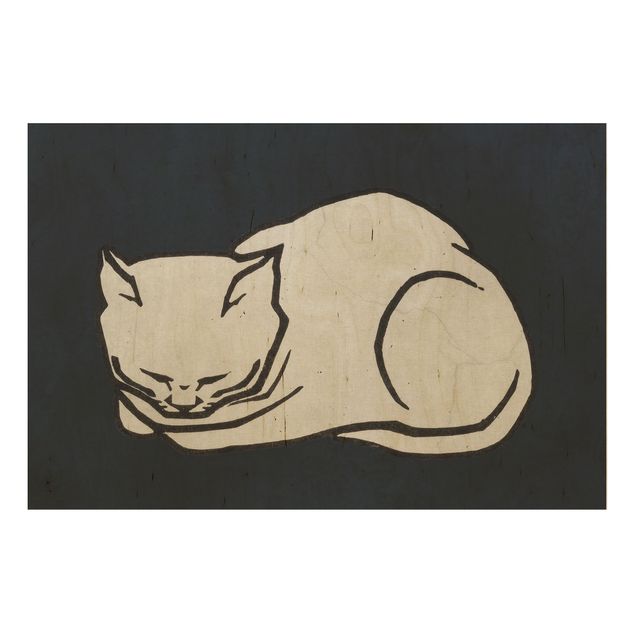 Billeder Kubistika Sleeping Cat Illustration