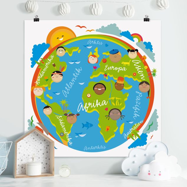 Plakater verdenskort No.EK126 Kids World