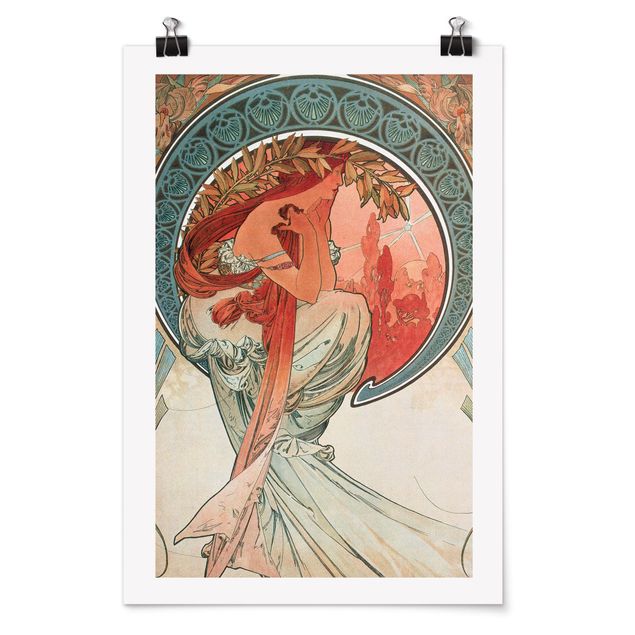 Plakater kunsttryk Alfons Mucha - Four Arts - Poetry