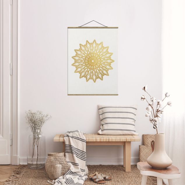 Billeder mønstre Mandala Sun Illustration White Gold