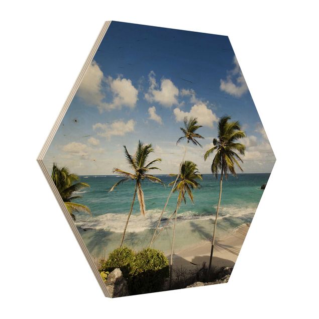 Prints på træ strande Beach Of Barbados