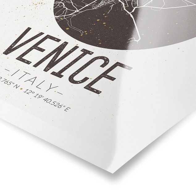 Billeder sort og hvid Venice City Map - Retro