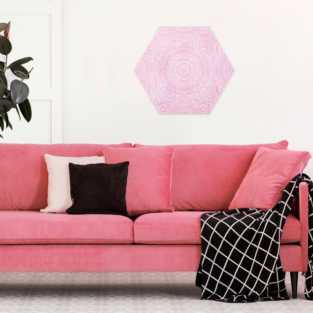 Billeder kunsttryk Pattern Mandala Pink