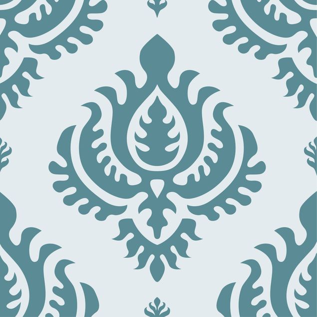 Selvklæbende folier Compact Concise Damask Pattern Light Turquoise Petrol
