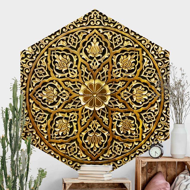 Tapet ornamenter Noble Mandala In Wood Look