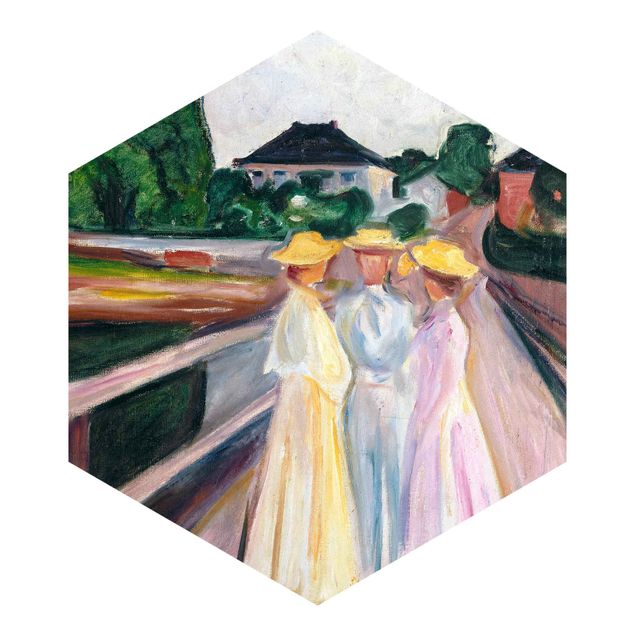 Sekskantede Tapeter Edvard Munch - Three Girls