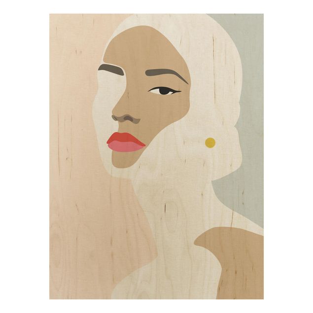 Kunst stilarter linje kunst Line Art Portrait Woman Pastel Grey