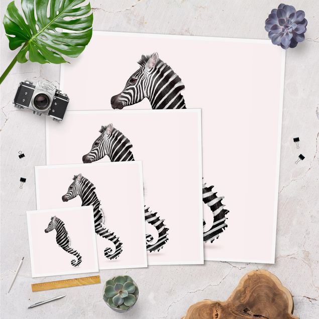 Plakater dyr Seahorse With Zebra Stripes