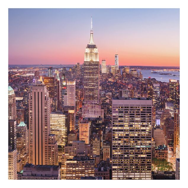 Glas Spritzschutz - Sonnenuntergang Manhattan New York City - Quadrat - 1:1