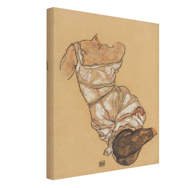 Billeder på lærred kunsttryk Egon Schiele - Female Torso In Underwear