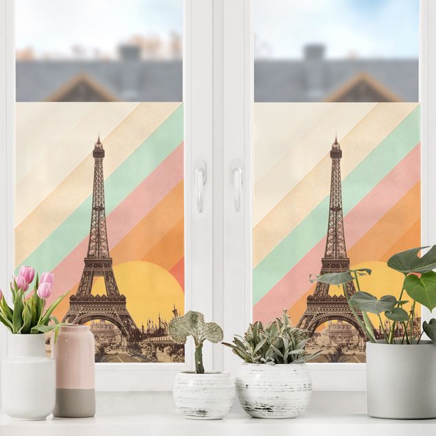 Vinduesklistermærke - Eiffel Tower in the Rainbow Sunset