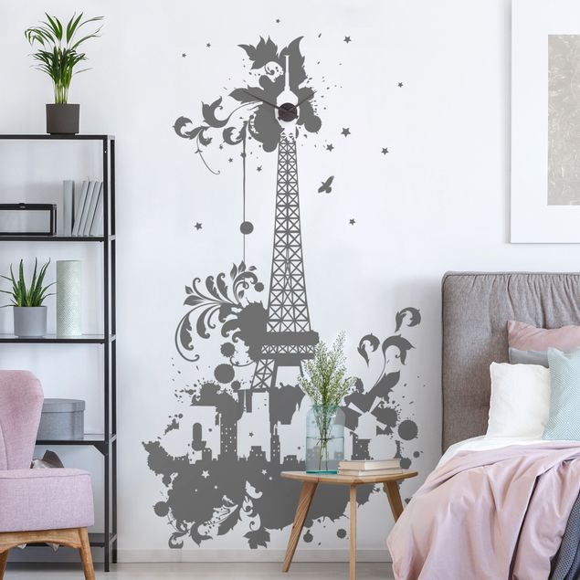 Wallstickers Paris Eiffel Tower with tendrils design