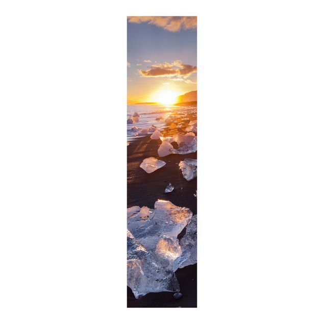 Panelgardiner landskaber Chunks Of Ice On The Beach Iceland