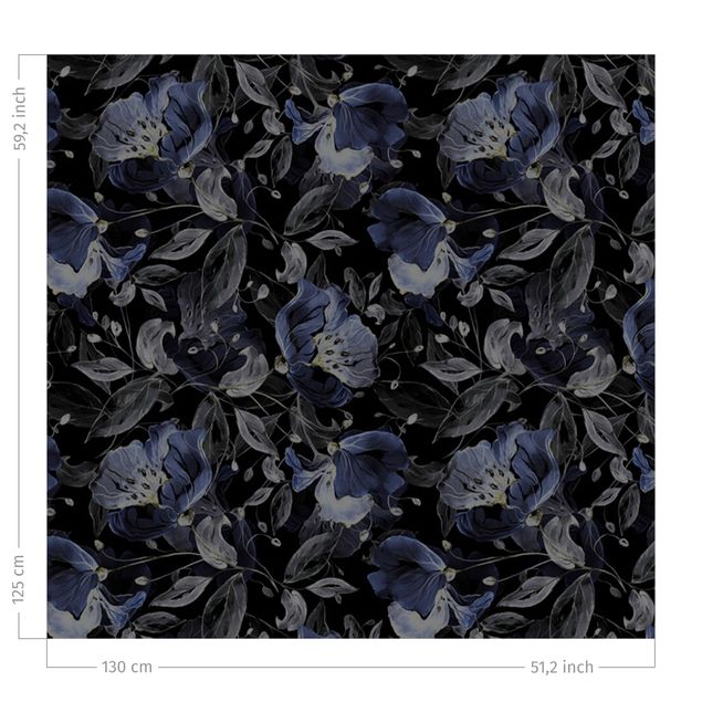 Mönstrade gardiner Elegant Flower Pattern Dark