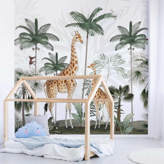 Moderne tapet Elegance of the giraffes in the jungle