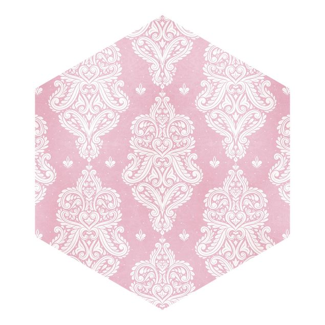 Tapet beige Strawberry Pink Baroque Pattern