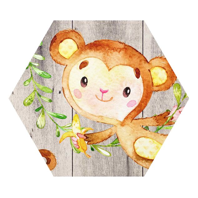Forex Watercolor Monkey On Wood
