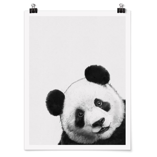 Plakater sort og hvid Illustration Panda Black And White Drawing