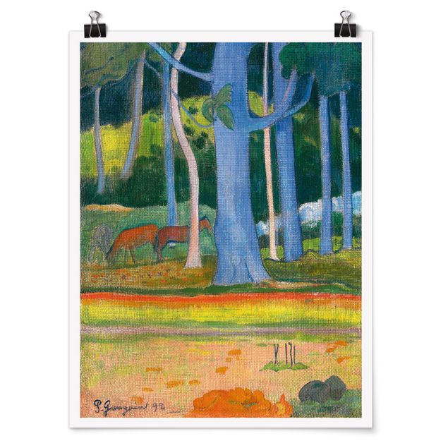 Billeder træer Paul Gauguin - Landscape with blue Tree Trunks