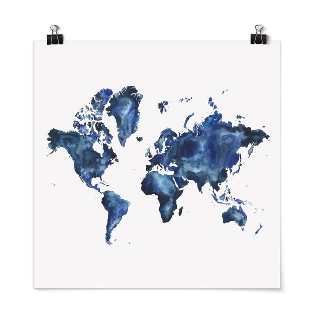 Billeder verdenskort Water World Map Light