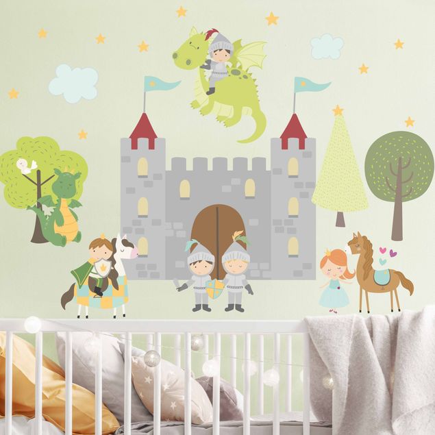Wallstickers drager Castle Knights Dragon Prince And Princess