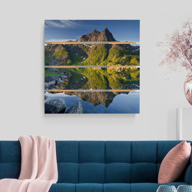 køkken dekorationer Mountain Landscape With Water Reflection In Norway