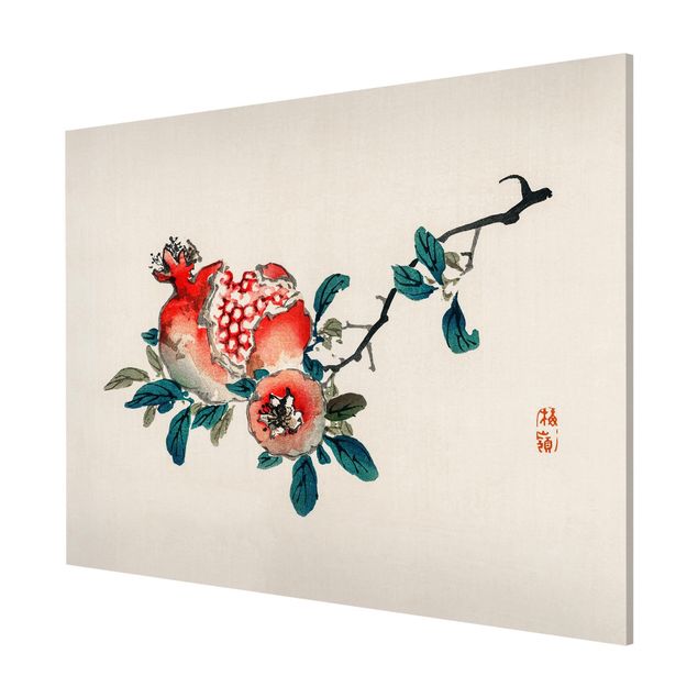 Magnettavler blomster Asian Vintage Drawing Pomegranate