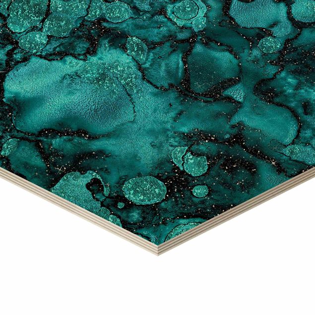 Sekskantede billeder Turquoise Drop With Glitter