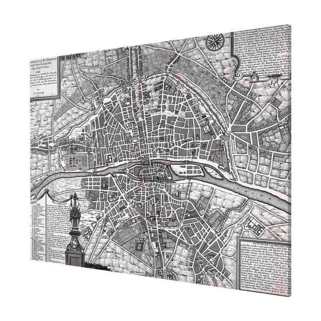 Magnettavler verdenskort Vintage Map City Of Paris Around 1600