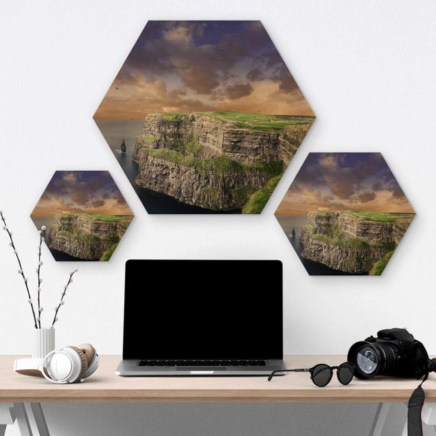 Hexagon Bild Holz - Cliffs Of Moher
