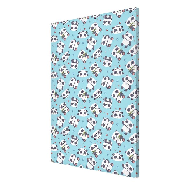 Billeder pandaer Cute Panda With Paw Prints And Hearts Pastel Blue