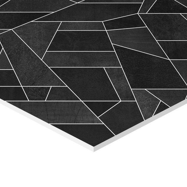 Sekskantede billeder Black And White Geometric Watercolour
