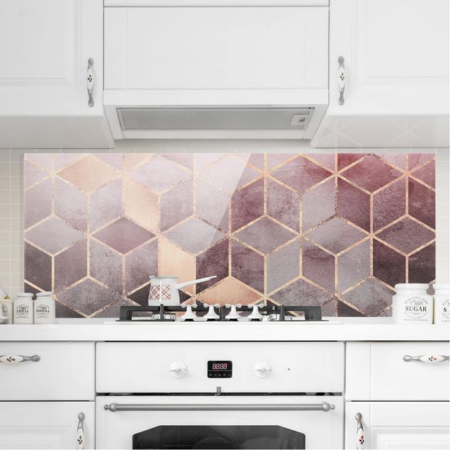 køkken dekorationer Pink Gray Golden Geometry