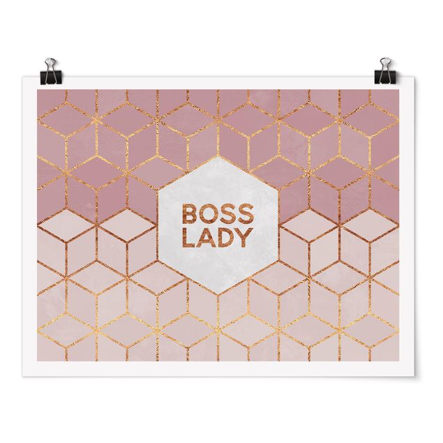 Plakater abstrakt Boss Lady Hexagons Pink