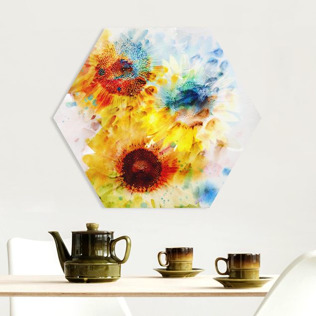 køkken dekorationer Watercolour Flowers Sunflowers