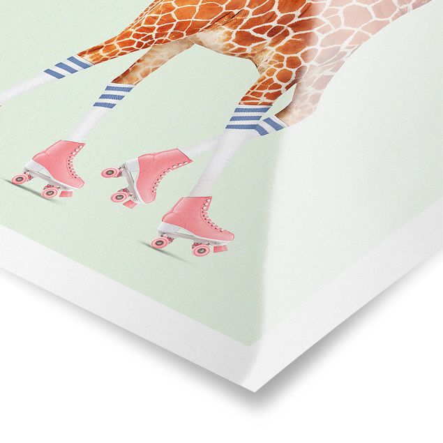 Billeder kunsttryk Giraffe With Roller Skates