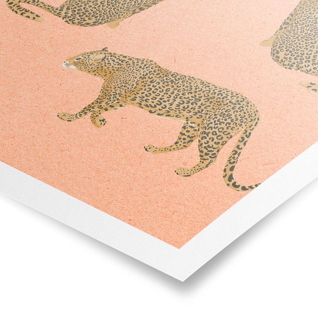 Billeder kunsttryk Illustration Leopard Pink Painting