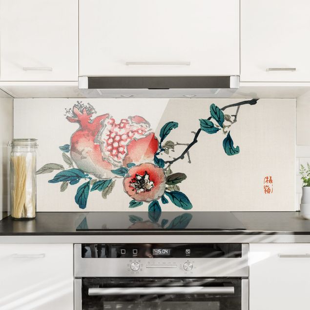 køkken dekorationer Asian Vintage Drawing Pomegranate