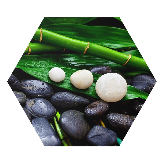 Billeder kunsttryk Green Bamboo With Zen Stones