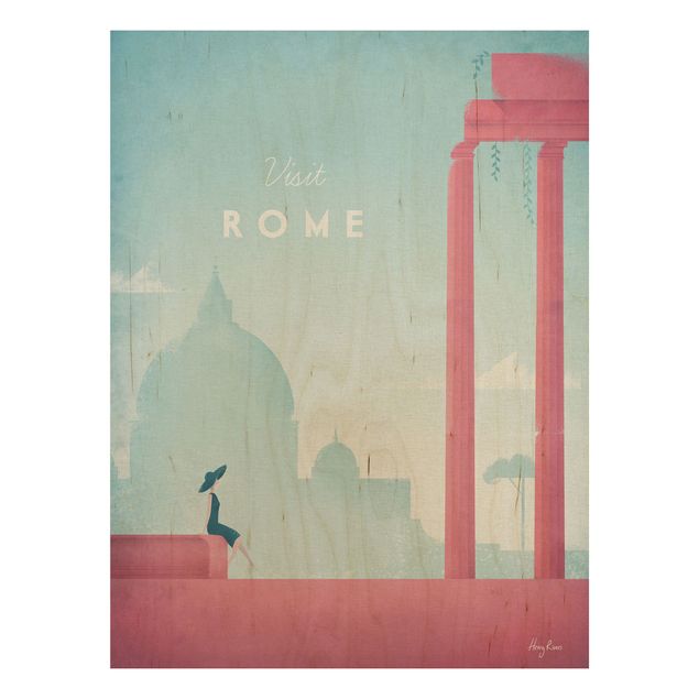 Prints på træ vintage Travel Poster - Rome