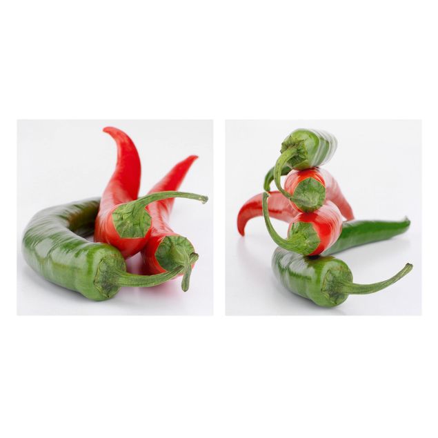 Billeder på lærred krydderier og urter Red and green peppers