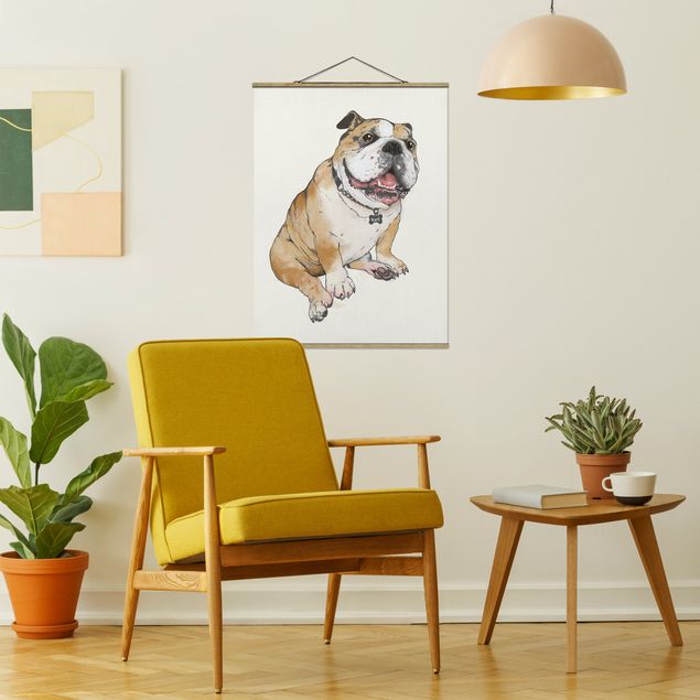 Billeder kunsttryk Illustration Dog Bulldog Painting